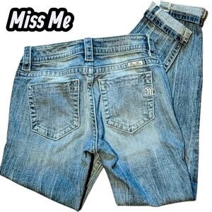 MISS ME Roll Up Cropped Blue Jeans Women's 26 Plain Denim Pockets Minimalist